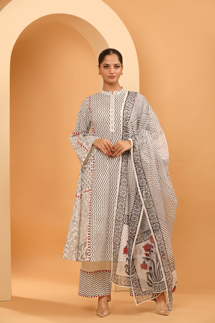 Black and White Kurta Set