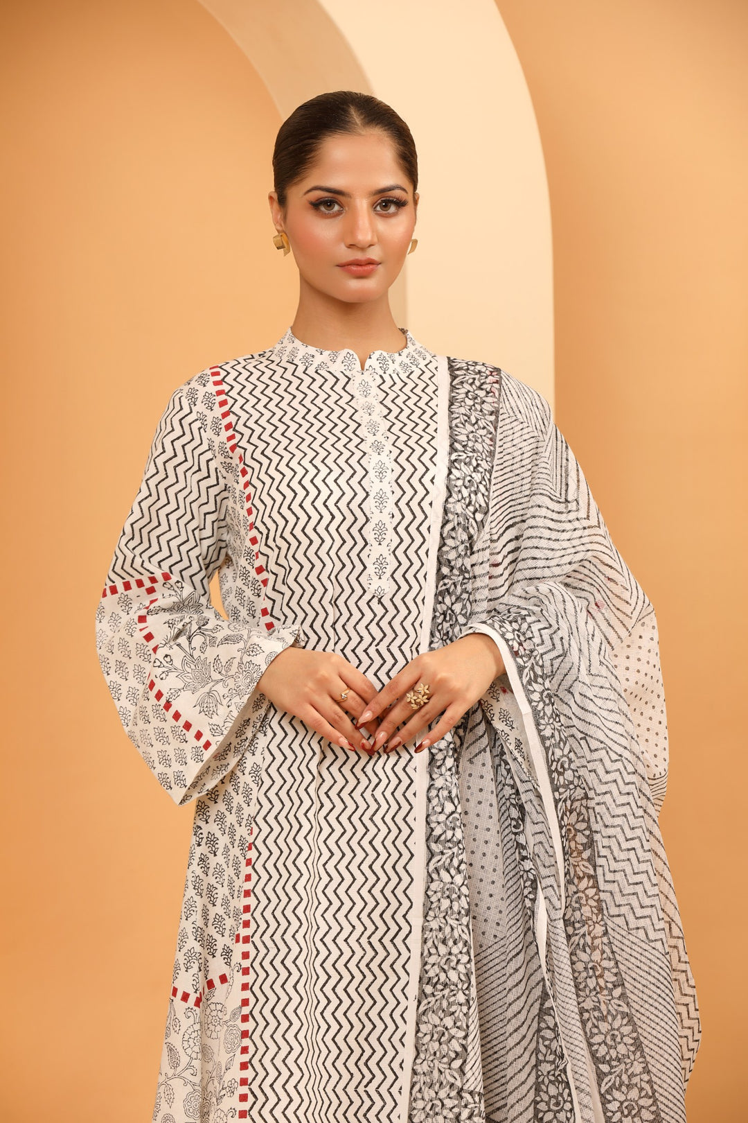 Black and White Kurta Set