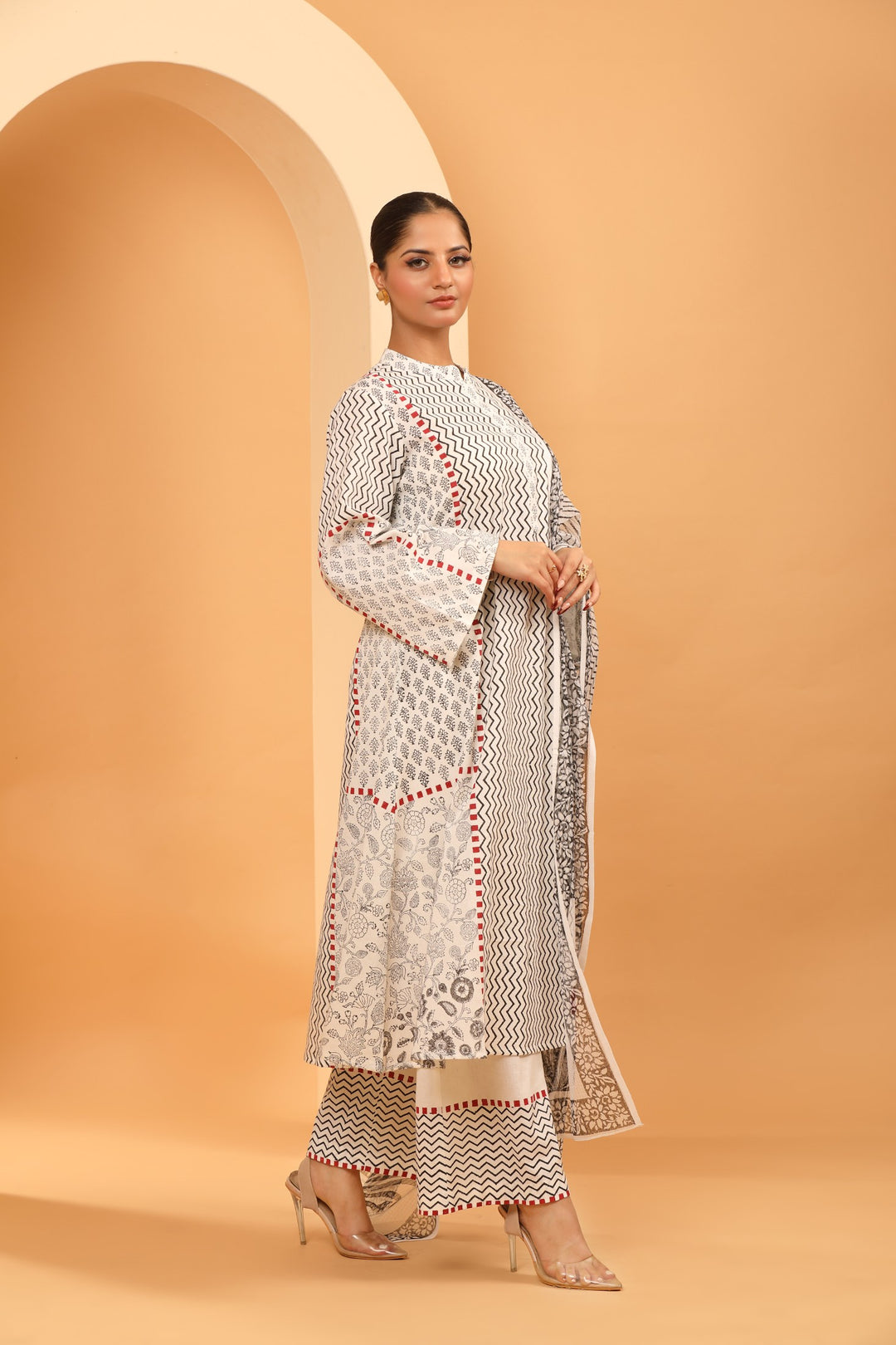 Black and White Kurta Set