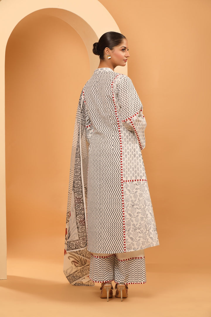 Black and White Kurta Set