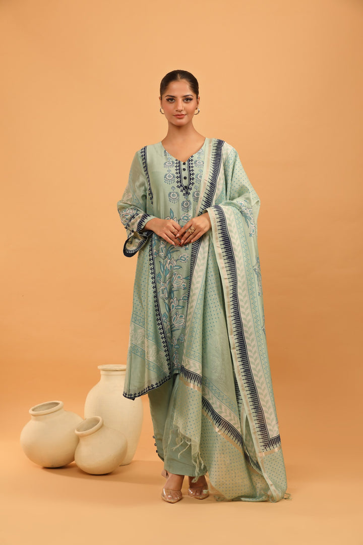 Teal Blossom Kurta Set