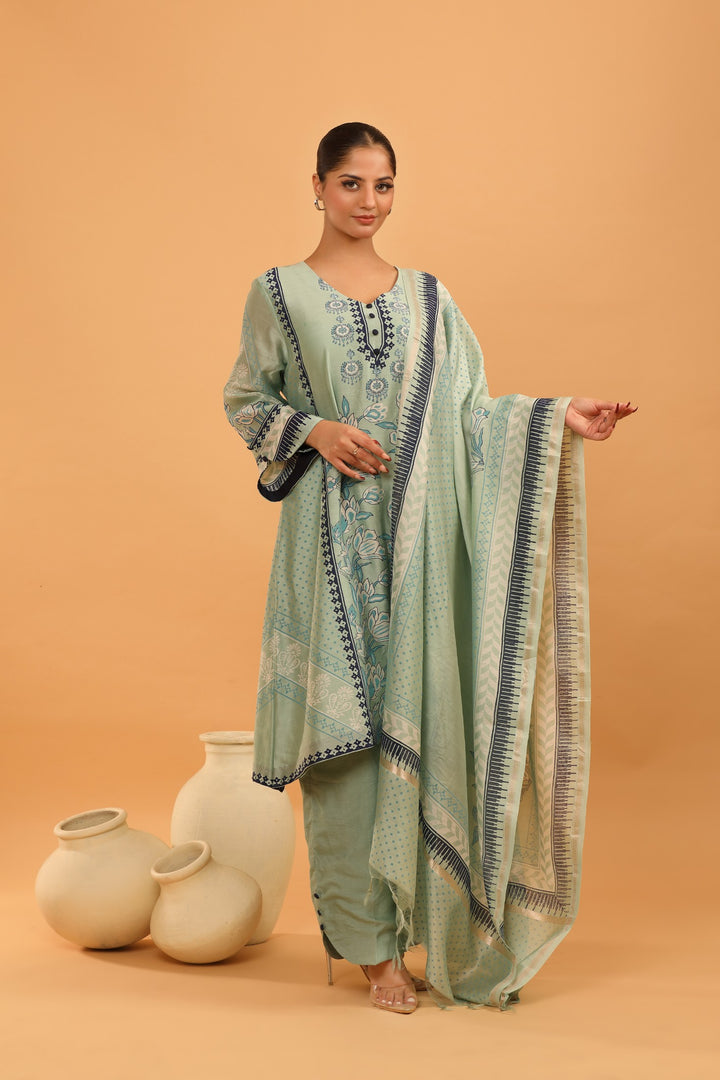 Teal Blossom Kurta Set