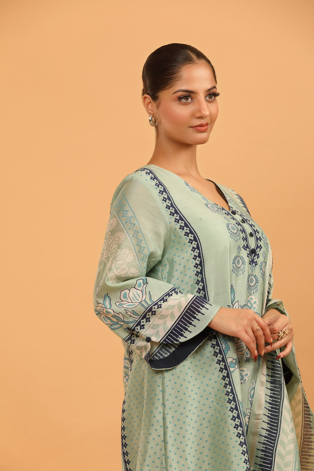 Teal Blossom Kurta Set