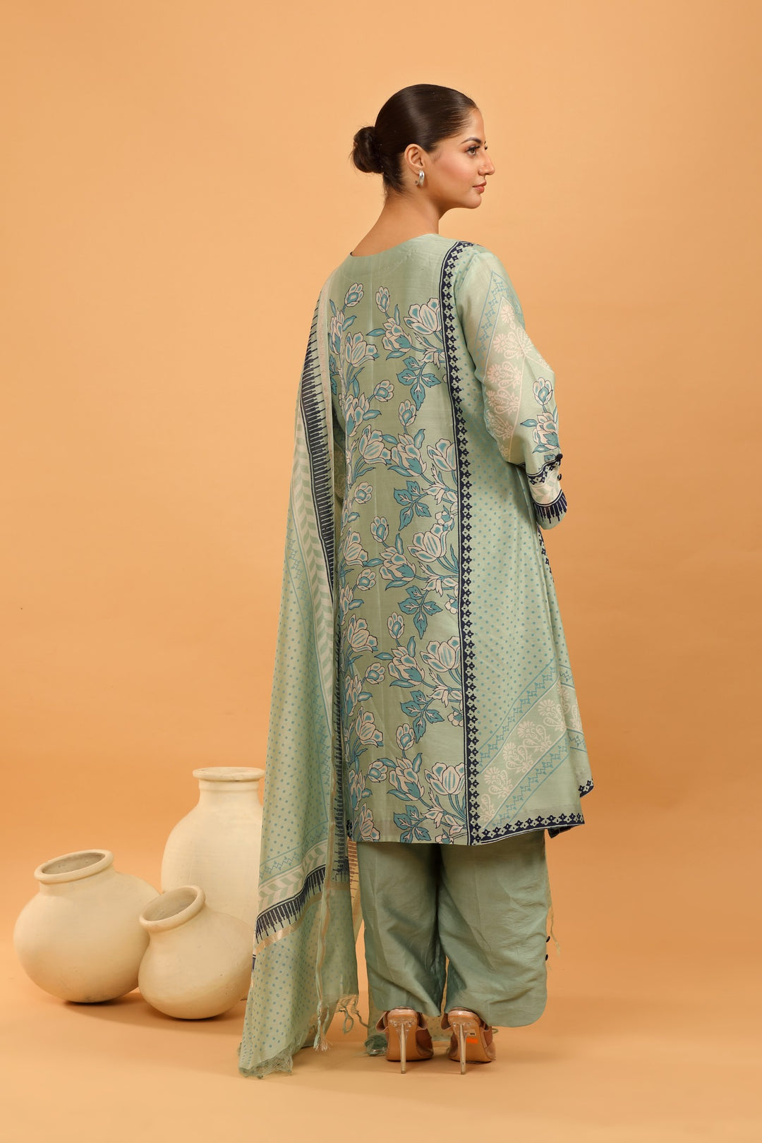Teal Blossom Kurta Set