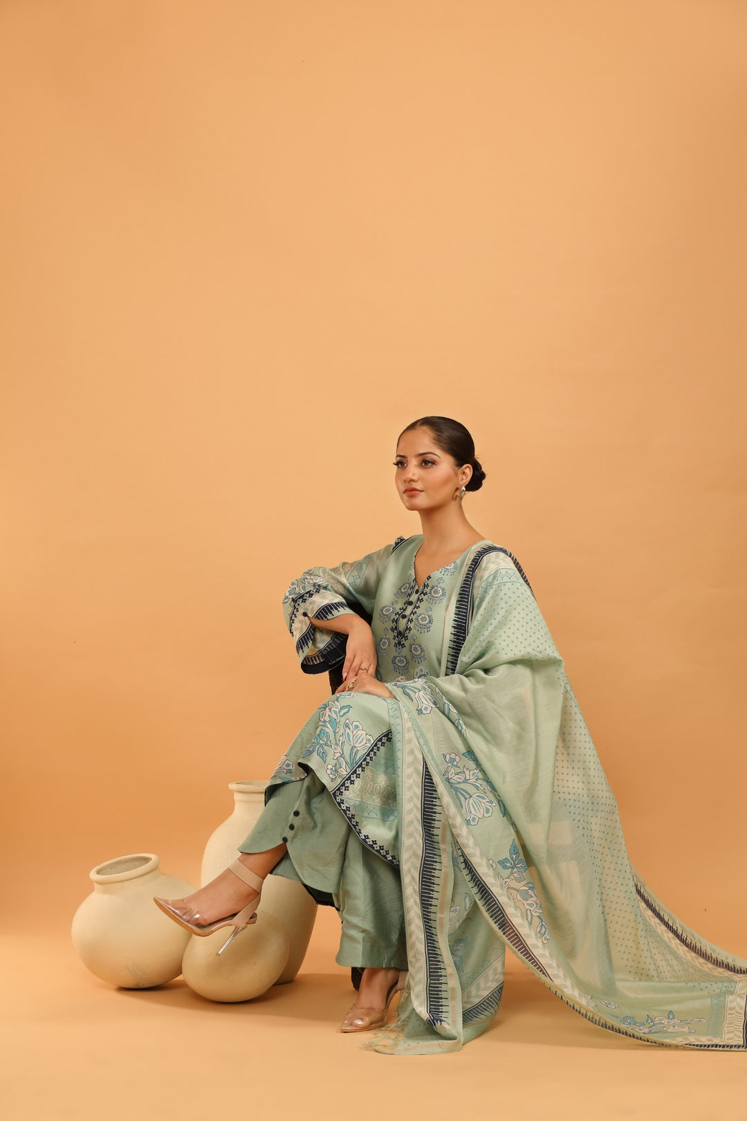 Teal Blossom Kurta Set