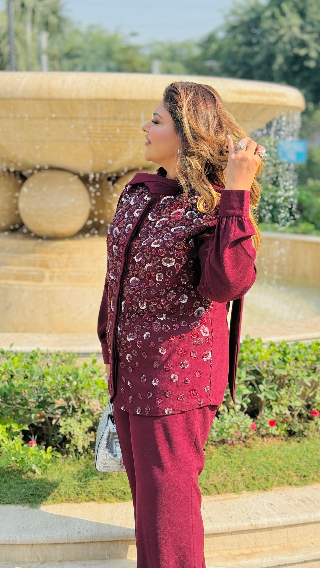 Front tie Maroon Co-ord set