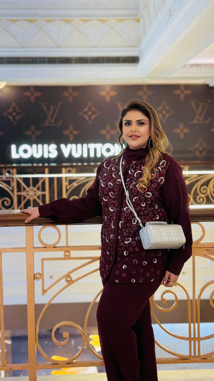 Front tie Maroon Co-ord set