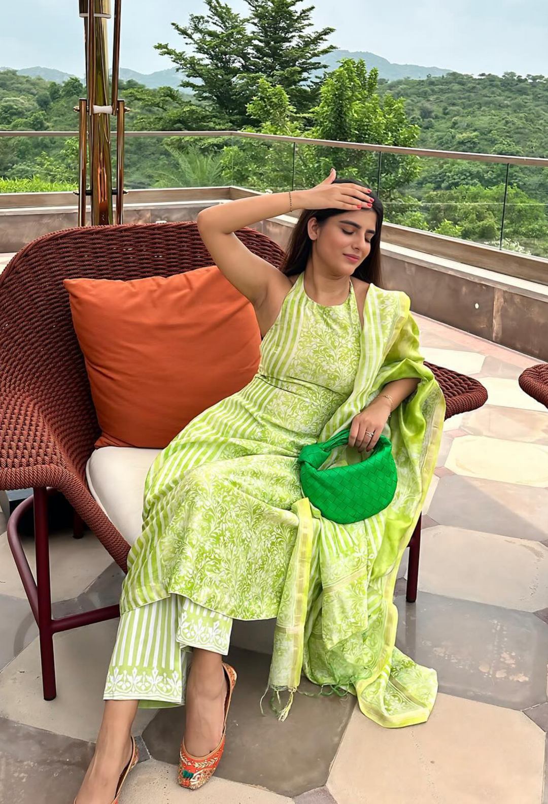 Fluorescent Green Kurta Set